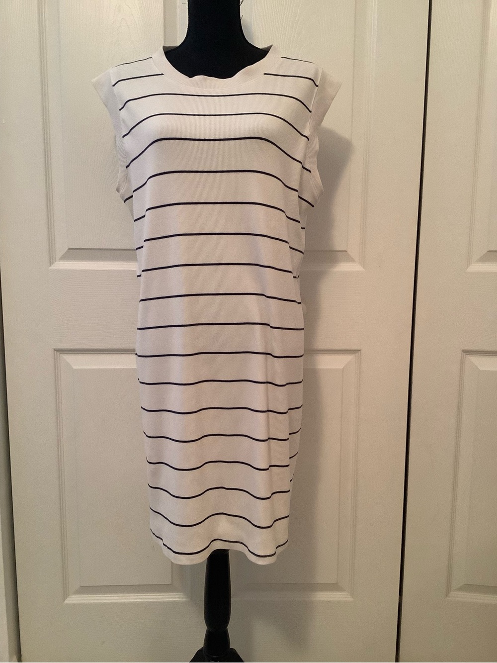 a new day White Striped Sleeveless Mini Dress